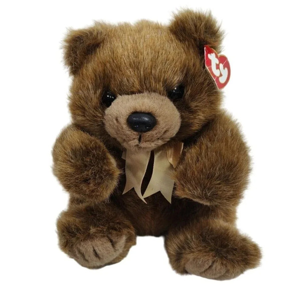 Vtg Ty Beanie Babies Magee Bear Plush Stuffed Animal Sitting Toy Age 3 Up 9 in - Picture 1 of 12